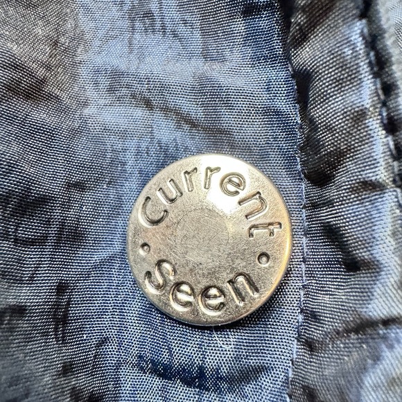 Vtg Current Seen Nylon‎ Blend Blue Iridescent Coat Jacket Snap Lined 80s Winter - Picture 5 of 12